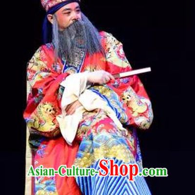 Yu He Qiao Chinese Sichuan Opera Elderly Male Apparels Costumes and Headpieces Peking Opera Landlord Ke Garment Clothing