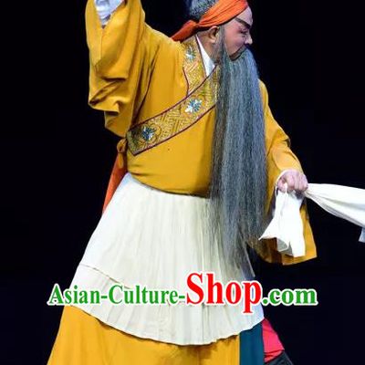 Yu He Qiao Chinese Sichuan Opera Laosheng Apparels Costumes and Headpieces Peking Opera Garment Elderly Male Clothing