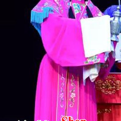 Chinese Sichuan Opera Diva Ke Baozhu Garment Costumes and Hair Accessories Yu He Qiao Traditional Peking Opera Hua Tan Rosy Dress Actress Apparels
