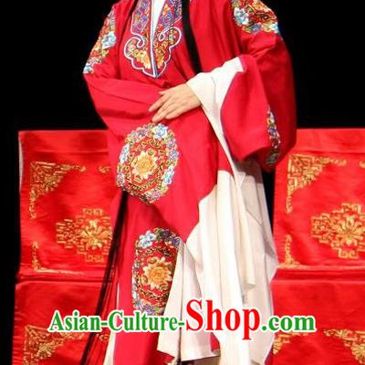 Chinese Sichuan Opera Young Woman Garment Costumes and Hair Accessories Yu He Qiao Traditional Peking Opera Hua Tan Red Dress Actress Apparels