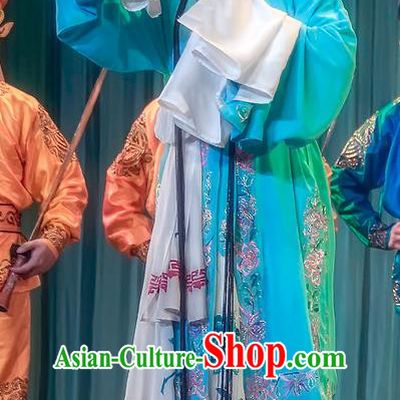 Chinese Sichuan Opera Young Woman Geng Niang Garment Costumes and Hair Accessories Da Hong Tai Traditional Peking Opera Distress Maiden Dress Actress Apparels