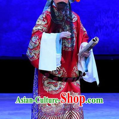 Mrs Anguo Chinese Peking Opera Elderly Male Han Shizhong Garment Costumes and Headwear Beijing Opera Official Apparels Clothing