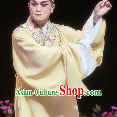 Mother of Mu Lian Chinese Sichuan Opera Scholar Apparels Costumes and Headpieces Peking Opera Young Male Garment Xiaosheng Clothing