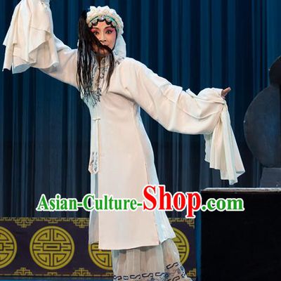 Chinese Sichuan Opera Young Female Garment Costumes and Hair Accessories Shattered Crypt Traditional Peking Opera Distress Maiden Dress Apparels