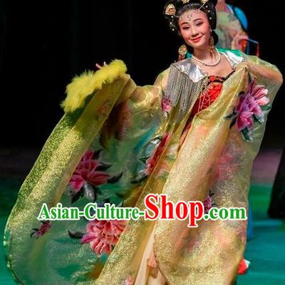Chinese Sichuan Opera Geisha Garment Costumes and Hair Accessories Scholar of Ba Shan Traditional Peking Opera Actress Ni Chang Dress Apparels
