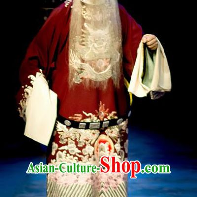 Mrs Anguo Chinese Peking Opera Official Garment Costumes and Headwear Beijing Opera Laosheng Elderly Male Apparels Clothing