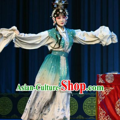 Chinese Sichuan Opera Actress Garment Costumes and Hair Accessories Traditional Peking Opera Diva Dress Fairy Lian Niang Apparels