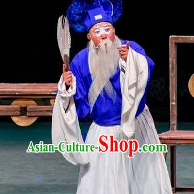 Qin Xianglian Chinese Sichuan Opera Elderly Male Apparels Costumes and Headpieces Peking Opera Old Man Garment Figurant Clothing
