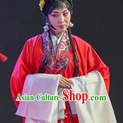 Chinese Sichuan Opera Bride Garment Costumes and Hair Accessories He Zhu Pei Traditional Peking Opera Hua Tan He Zhu Dress Actress Apparels