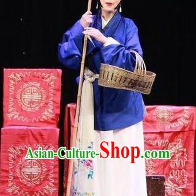 Chinese Sichuan Opera Female Beggar He Zhu Garment Costumes and Hair Accessories He Zhu Pei Traditional Peking Opera Servant Girl Dress Xiaodan Apparels