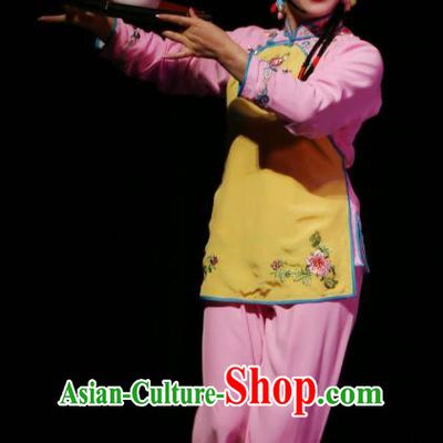 Chinese Sichuan Opera Maid Lady Garment Costumes and Hair Accessories He Zhu Pei Traditional Peking Opera Xiaodan Dress Servant Girl Apparels
