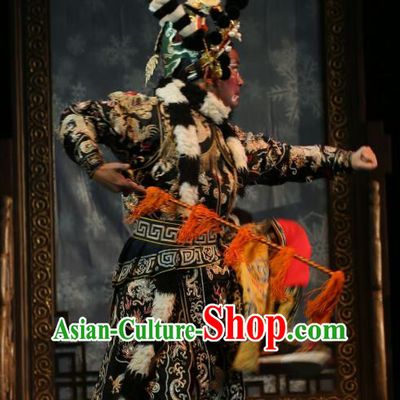 He Zhu Pei Chinese Sichuan Opera Swordsman Apparels Costumes and Headpieces Peking Opera Martial Male Garment Robber Clothing