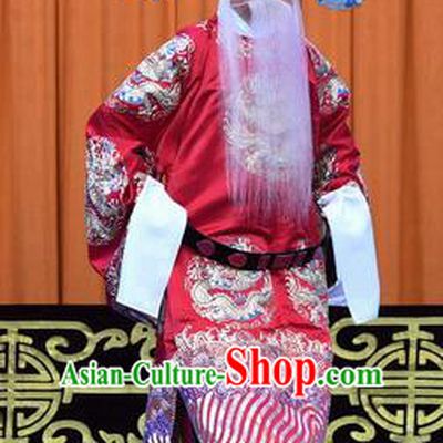 Yu Bei Pavilion Chinese Peking Opera Laosheng Garment Costumes and Headwear Beijing Opera Elderly Official Apparels Clothing