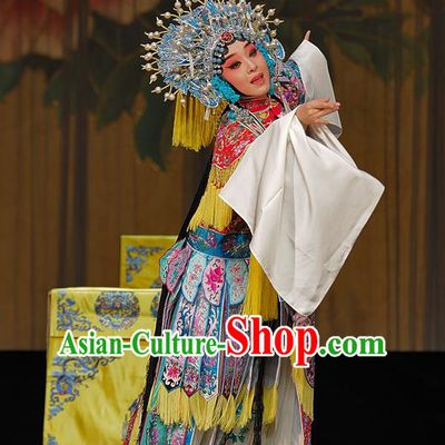 Chinese Sichuan Opera Diva Yang Yuhuan Garment Costumes and Hair Accessories Drunkened Concubine Traditional Peking Opera Hua Tan Dress Imperial Consort Apparels