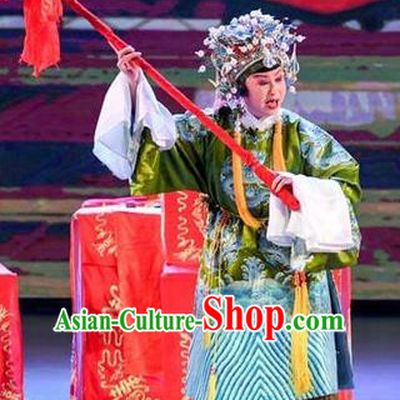 Chinese Sichuan Opera Noble Dame Garment Costumes and Hair Accessories Yuan Men Zhan Zi Traditional Peking Opera Laodan Dress Dowager Countess She Saihua Apparels