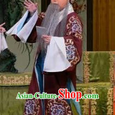 Yu Bei Pavilion Chinese Peking Opera Old Gentleman Garment Costumes and Headwear Beijing Opera Landlord Apparels Clothing