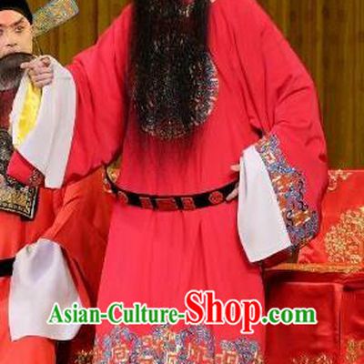 Yu Bei Pavilion Chinese Peking Opera Minister Garment Costumes and Headwear Beijing Opera Apparels Official Embroidered Robe Clothing