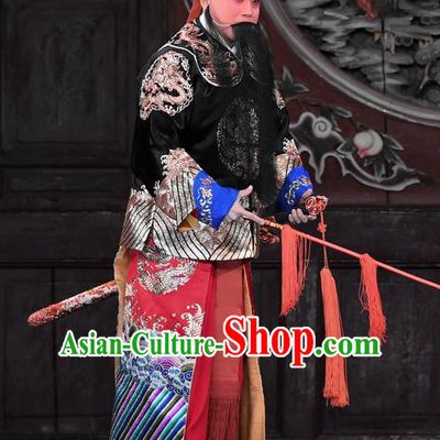 Hong Zong Lie Ma Chinese Peking Opera Martial Male Xue Pinggui Garment Costumes and Headwear Beijing Opera Wusheng Apparels General Clothing