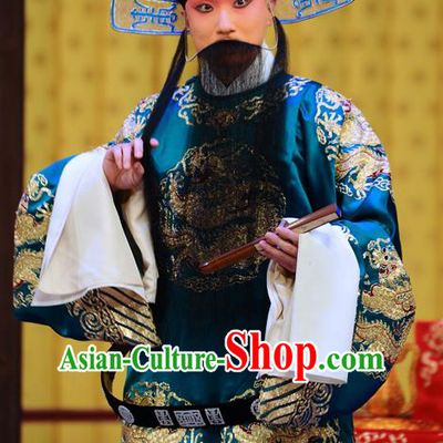 Hong Zong Lie Ma Chinese Peking Opera Minister Xue Pinggui Garment Costumes and Headwear Beijing Opera Laosheng Apparels Official Clothing