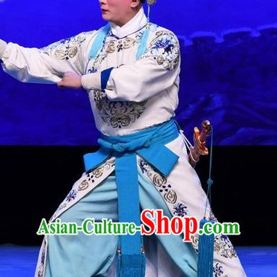 Luo Cheng Chinese Peking Opera Takefu Garment Costumes and Headwear Beijing Opera Martial Male Apparels Swordsman Clothing