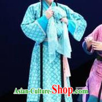 Chinese Beijing Opera Han Dynasty Young Female Apparels Costumes and Headdress Xin Zhui Traditional Peking Opera Hua Tan Blue Dress Actress Garment