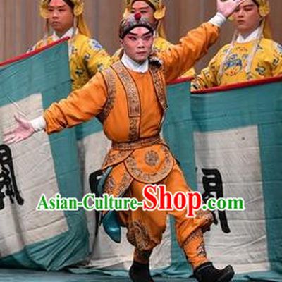 Changban Po Hanjin Kou Chinese Peking Opera Martial Male Garment Costumes and Headwear Beijing Opera Wusheng Apparels Takefu Clothing