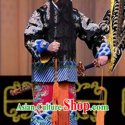 Changban Po Hanjin Kou Chinese Peking Opera Elderly Male Liu Bei Garment Costumes and Headwear Beijing Opera Majesty Apparels Laosheng Clothing