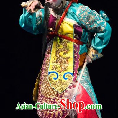 Changban Po Hanjin Kou Chinese Peking Opera Figurant Wusheng Garment Costumes and Headwear Beijing Opera Martial Male Apparels Clothing