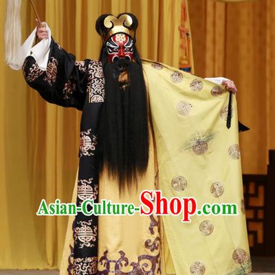 Sister Thirteen Chinese Peking Opera Elderly Male Garment Costumes and Headwear Beijing Opera Laosheng Apparels Official Clothing