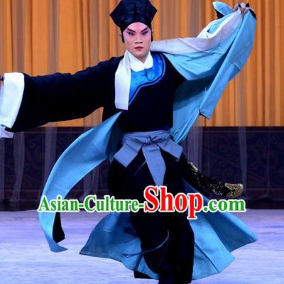 Da Ying Jie Lie Chinese Peking Opera Young Male Garment Costumes and Headwear Beijing Opera Martial Man Apparels Takefu Kuang Zhong Clothing