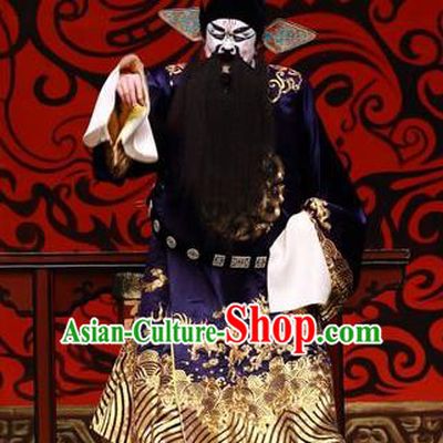 Tai Zhen Wai Zhuan Chinese Peking Opera Official Yang Guozhong Garment Costumes and Headwear Beijing Opera Laosheng Elderly Male Apparels Clothing