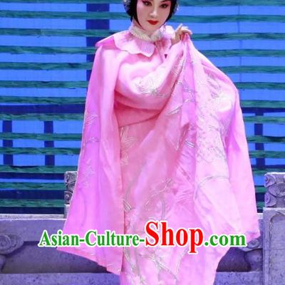 Chinese Beijing Opera Imperial Consort Apparels Costumes and Headpieces Tai Zhen Wai Zhuan Traditional Peking Opera Actress Garment Hua Tan Pink Dress