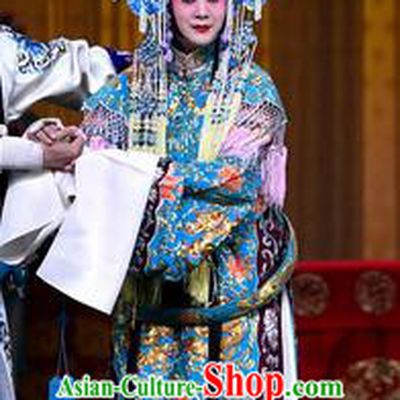 Chinese Beijing Opera Diva Princess Zhuang Ji Apparels Costumes and Headdress Sacrifice Zhao Shi Gu Er Traditional Peking Opera Hua Tan Dress Garment