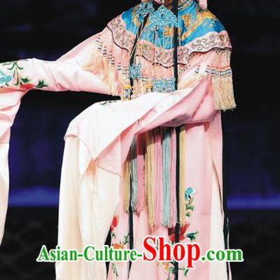 Chinese Beijing Opera Court Maid Apparels Costumes and Headdress Sacrifice Zhao Shi Gu Er Traditional Peking Opera Xiaodan Dress Garment