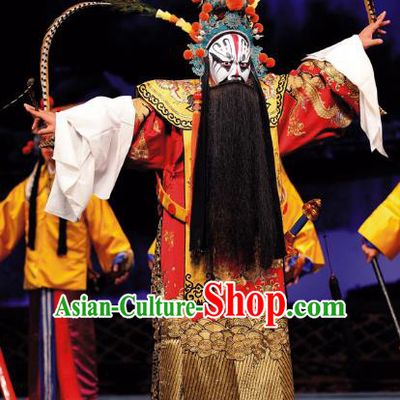 Sacrifice Zhao Shi Gu Er Chinese Peking Opera Minister Tuan Gu Garment Costumes and Headwear Beijing Opera Elderly Male Apparels Official Clothing