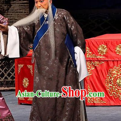 Sacrifice Zhao Shi Gu Er Chinese Peking Opera Cheng Ying Garment Costumes and Headwear Beijing Opera Laosheng Apparels Old Man Clothing