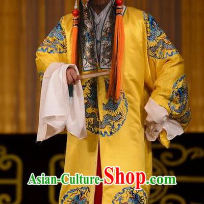 Tai Zhen Wai Zhuan Chinese Peking Opera Elderly Male Garment Costumes and Headwear Beijing Opera Apparels Emperor Xuanzong Clothing