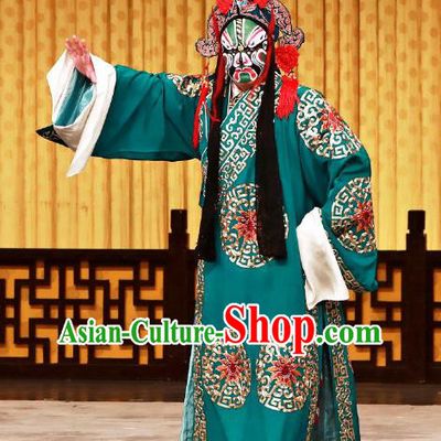 Yan Yang Tower Chinese Peking Opera Swordsman Garment Costumes and Headwear Beijing Opera Hero Xu Shiying Apparels Clothing