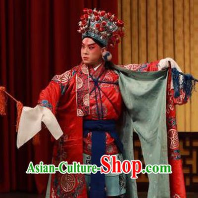 Yan Yang Tower Chinese Peking Opera Young Male Garment Costumes and Headwear Beijing Opera Wusheng Hua Fengchun Apparels Clothing