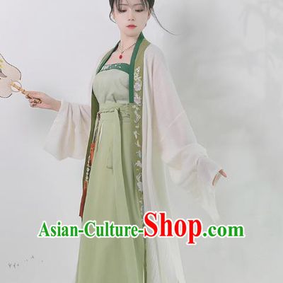 Chinese Song Dynasty Young Lady Apparels Traditional Embroidered Hanfu Dress Ancient Civilian Female Historical Costumes for Women
