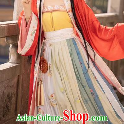 Chinese Song Dynasty Noble Princess Apparels Historical Costumes Traditional Ancient Palace Lady Embroidered Hanfu Dress for Women