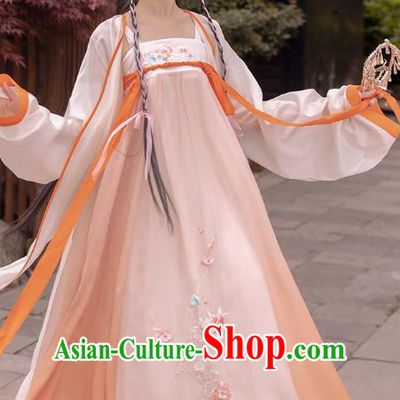Traditional Chinese Ancient Tang Dynasty Noble Lady Apparels Historical Costumes Royal Princess Embroidered Hanfu Dress Complete Set