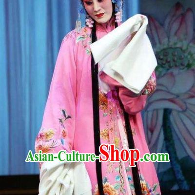 Chinese Beijing Opera Actress Zhao Shouzhen Apparels Costumes and Headdress The Unicorn Purse Traditional Peking Opera Young Female Pink Dress Diva Garment