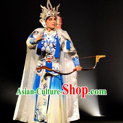 Goddess of the Moon Chinese Peking Opera Martial Male Garment Costumes and Helmet Beijing Opera General Hou Yi Apparels Clothing