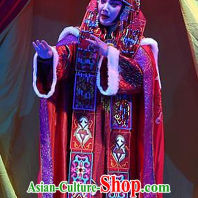 Chinese Beijing Opera Actress Wedding Apparels Costumes and Headdress Kangxi Dadi Traditional Peking Opera Qing Dynasty Princess Lan Er Red Dress Garment