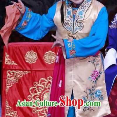 Chinese Beijing Opera Servant Girl Apparels Costumes and Headdress The Unicorn Purse Traditional Peking Opera Xiaodan Dress Garment