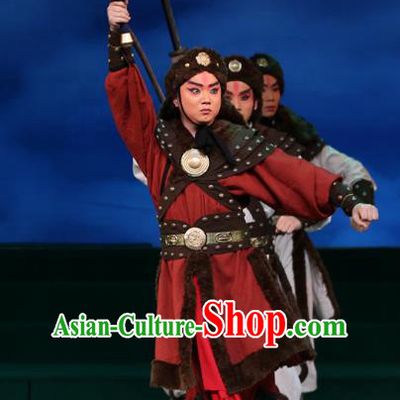 Kangxi Dadi Chinese Peking Opera Soldier Garment Costumes and Headwear Beijing Opera Wusheng Apparels Martial Man Clothing