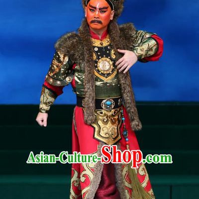 Kangxi Dadi Chinese Peking Opera Wusheng Garment Costumes and Headwear Beijing Opera King Geer Dan Apparels Martial Man Clothing