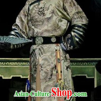 Kangxi Dadi Chinese Peking Opera Emperor Informal Garment Costumes and Headwear Beijing Opera Qing Dynasty Monarch Apparels Clothing