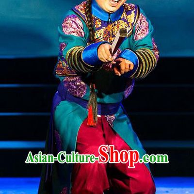 Kangxi Dadi Chinese Peking Opera Young Man Garment Costumes and Headwear Beijing Opera Qing Dynasty Eunuch Apparels Clothing